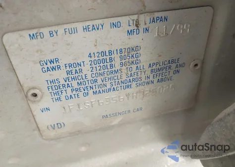 2000 Subaru Forester L z USA, uszkodzony, nr VIN JF1SF6356YH725025